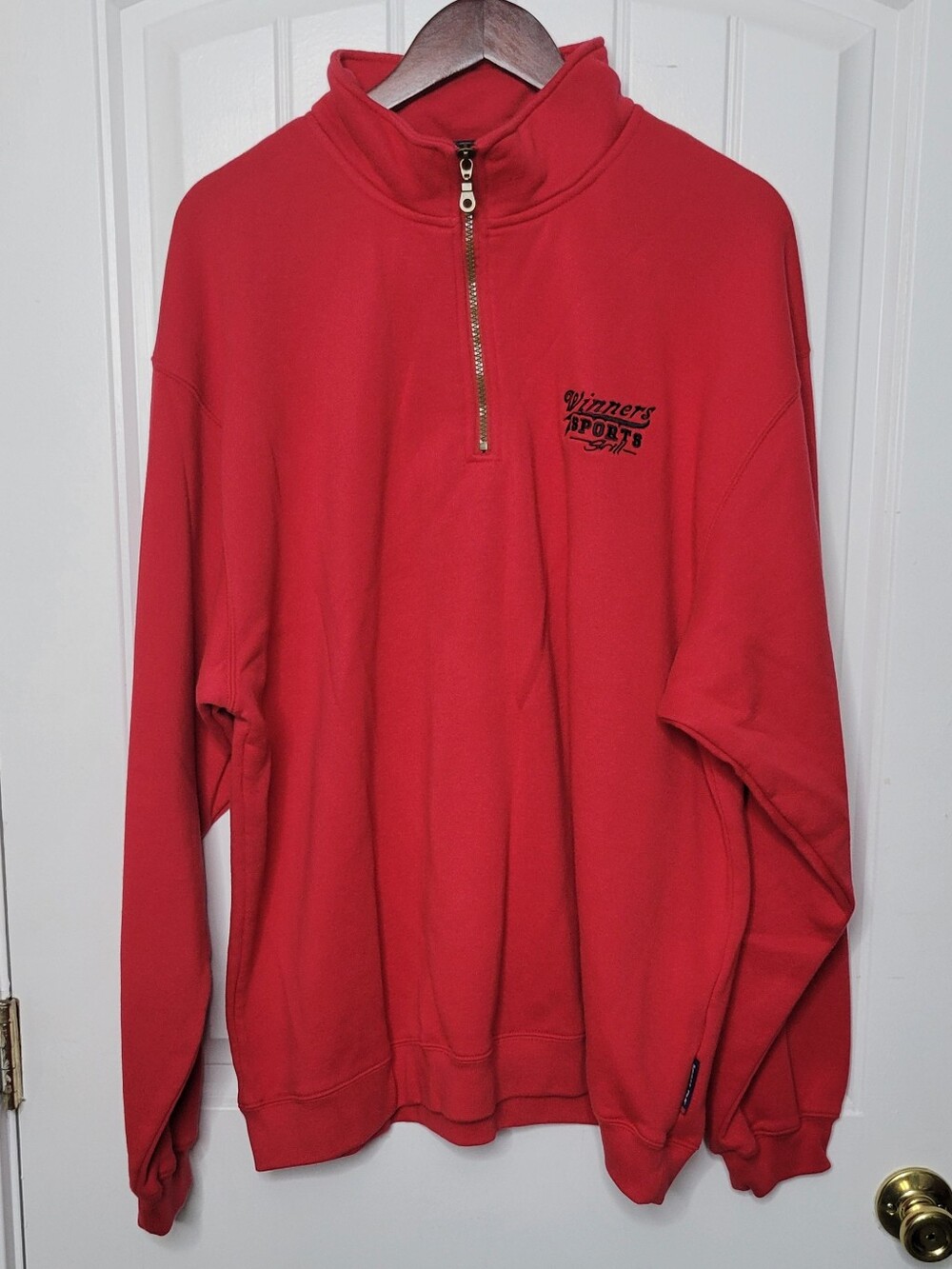 Winners Sports Grill Red Quarter-Zip Men's Sweater